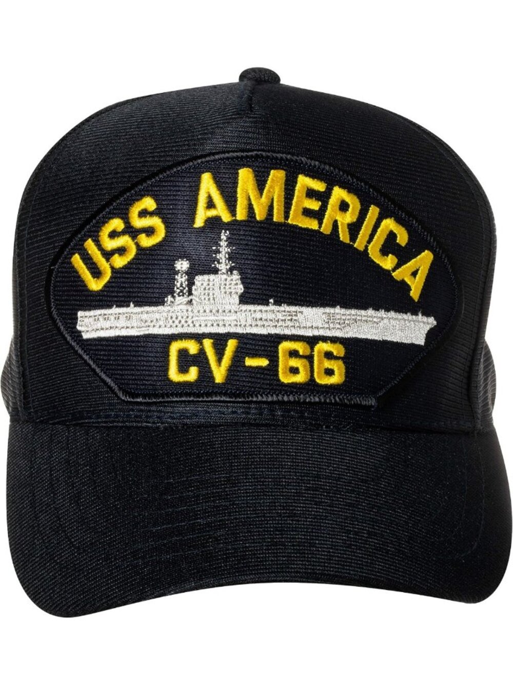Navy Blue Adjustable Baseball Cap with USS America CV-66 Supercarrier Emblem
